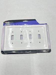 AMERELLE Woodmore 4 Gang Toggle Wood Wall Plate White - Picture 1 of 3