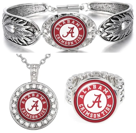 Alabama Crimson Tide Womens Mens Necklace, Bracelet, Ring, Pin Jewelry Gift Cover