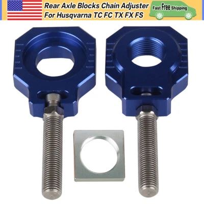Ajustador de cadena de bloques de eje trasero azul de 25 mm para KTM 125-530 EXC XC XCF-W 2000-2023 Foto 1 de 4