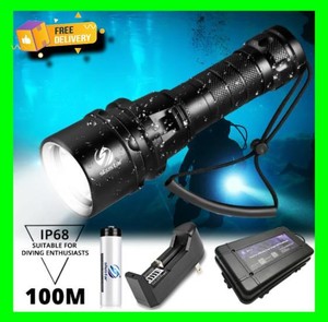 Linterna Buceo Super Brillante IP68 Alta Impermeable Profesional Senderismo 15W