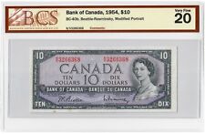 Canada 10 Dollars 1954 VF "N/V" Beattie-Rasminsky BCS Graded VF 20