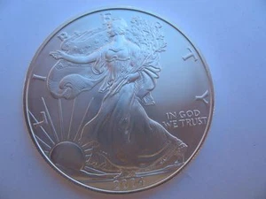 1-OZ..999 2004 SILBER AMERICAN EAGLE LIBERTY DOLLAR B/U AUS NEUWERTIGER RÖHRE + GOLD - Bild 1 von 11