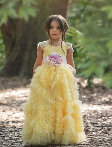 NEU Dollcake Best Wishes gelbes Kleid mit Schärpe Pagent Party Sondergr. 7 - Bild 1 von 5