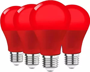 LED Red Light Bulb, A19 9W (60W Equivalent) Red Colored Light Bulb Outdoor, E26 - Picture 1 of 12