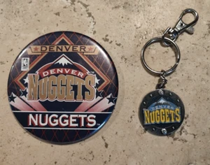 Denver Nuggets Basketball Round Keychain with Clip + 3.5" Nuggets NBA Pin - Picture 1 of 4