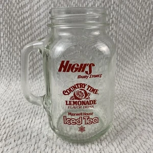 VTG High’s Dairy Drinking Jar Mug Lemonade Maxwell House Iced Tea Advertising - Picture 1 of 12