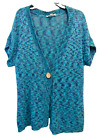 Coldwater Creek Womens Large Short-Sleeve Cardigan Sweater, Teal Blend