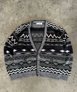 VTG 90s Bugle Boy Patterned Cardigan Knit Sweater size XL Muti color USA - Picture 1 of 5