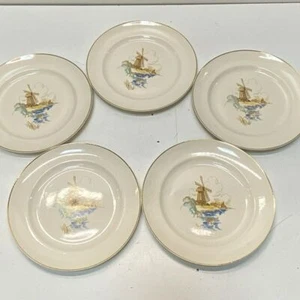 Camwood Ivory 22K Trim China Tableware 10 inch Dinner Plates 5 Pc Set - Picture 1 of 7