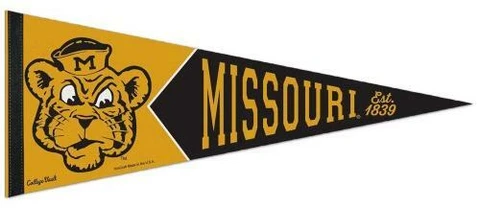 MISSOURI TIGERS Retro-1950s-Truman-Style NCAA Premium Felt Collectors PENNANT Cover