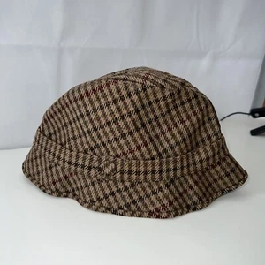 Vintage Burberrys 100% Wolle Fischerhut braun Nova Check 7 1/8 58 England - Bild 1 von 6