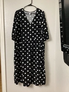 Ava & Viv Kleid Damen 3X schwarz weiß gepunktet Midi Taschen - Bild 1 von 9