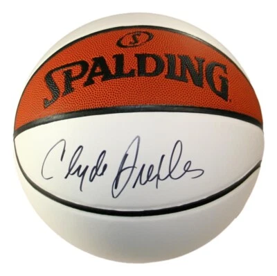 Clyde Drexler Houston Rockets NBA Autographed Full Size Basketball JSA - Image 1 of 4