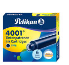 6 Pelikan Tintenpatronen 4001 / Fllerpatronen / Farbe: blau-schwarz