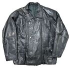 Vintage Real Leather Jacket Retro Padded Liner Biker Black Y2K Mens Large