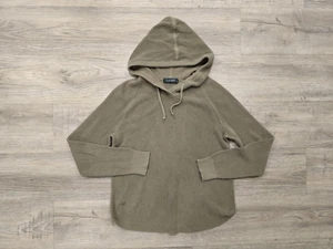 Felpa con cappuccio Lauren Ralph Lauren donna grande marrone waffle maglia maglione con coulisse - Foto 1 di 16