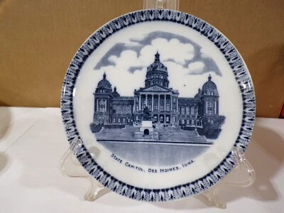 Antiguo Flow Azul Inglaterra Publicidad State Capitol Plate Des Moines Iowa Foto 1 de 4