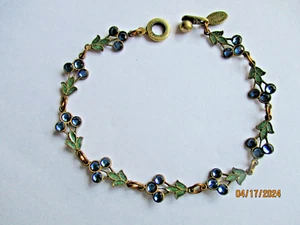 Anne Koplik Designs Tennis Bracelet, Floral Enamel/Rhinestones Links, Bronze, 8" - Picture 1 of 5