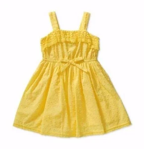 BLOOME Big Girl's 14 Aspen Gold Cotton Dotted Swiss & Crochet Trim Dress NWT - Picture 1 of 2