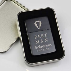 Personalised Engraved Metal Lighters Mens Wedding Favour Gifts Thank You Present