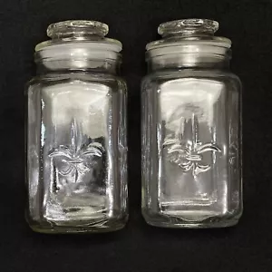 Anchor Hocking Fleur de Lis Kanister Apotheker Gläser dicht versiegelt 2er Set - Bild 1 von 10