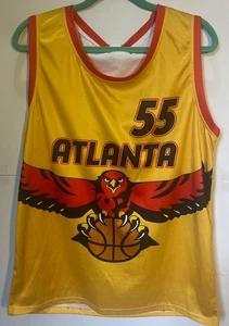 Dikembe Mutombo Atlanta Hawks Jersey #55 Yellow Red L Vintage NBA Style Clean - Picture 1 of 4