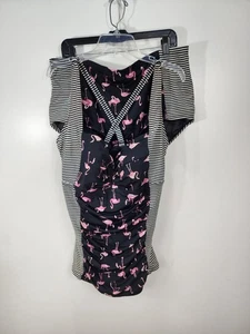 Torrid Size 3 Tankini Set Flamingo Swimsuit Womens Black Pink White - Picture 1 of 16