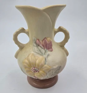 Vintage Rumpf Keramik Wildblume 6,75" Doppelhenkel Vase 1940er - Bild 1 von 5