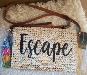 Bolso Bandolera INC Tropical Paja Escape Nuevo con Etiquetas Pequeño Verano Cartera Muñequera - Imagen 1 de 4