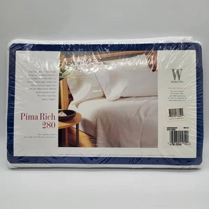 Wamsutta Pima Rich 280 Queen Flat Sheet New Old Stock Whit 280 Thread Count USA - Bild 1 von 12