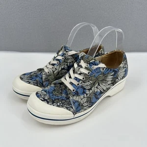 Dansko Veda Floral Heeled Sneakers Womens EU 39 US 8.5-9 Vegan Blue Canvas Shoes - Picture 1 of 21