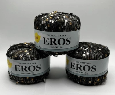 Hilo de escalera Eros Plymouth Italia 100 % nailon 165 yardas 50 gm x3 negro dorado plata Foto 1 de 3