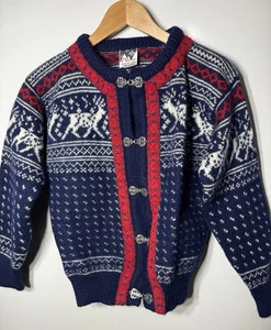VTG Dale Of Norway Wool Sweater Reindeer Pattern Pewter Clasps Nordic Knit Sz XS - Picture 1 of 6