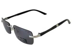 Sean John Black & Silver Rimless Lens Sunglasses with Dark Grey UV Lenses - NWT - Picture 1 of 6