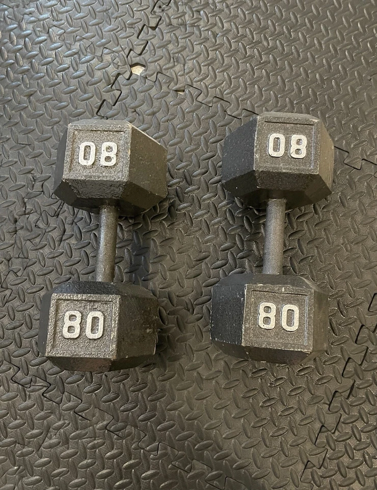 80 Pound Cast Iron Solid Hex Dumbells Set Of 2 ( **PICKUP ONLY!*) - Image 1 of 4