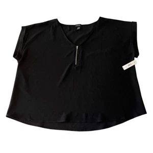 Blusa para mujer Justify 3X negra con cuello en V expositora con cremallera nueva con etiquetas - Imagen 1 de 4
