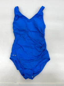 Speedo Size 6 Women's 1-Piece Solid Blue V-Neck SwimSuit Summer Swim Suit - Picture 1 of 3