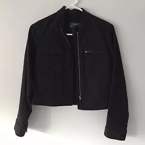 Giacca elegante Ralph Lauren nera, taglia Petite Small, 98% cotone, 2% spandex - Foto 1 di 12