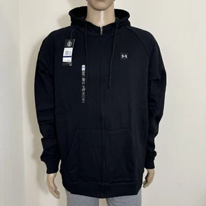 Felpa con cappuccio Under Armour UA uomo Rival full zip logo quadrato nera taglia XL XXL NUOVA CON ETICHETTE - Foto 1 di 8