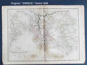 Original datiert 1838 " GRIECHENLAND " antike Karte - gedruckt in Paris, Frankreich GARANTIE - Bild 1 von 3