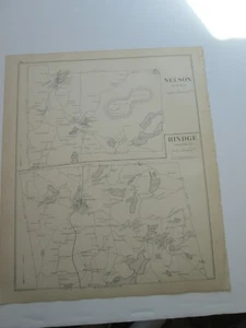 1892 NEW HAMPSHIRE ANTIQUE MAP, CHESTERFIELD AND POs, NELSON, RINGE,  - Picture 1 of 2