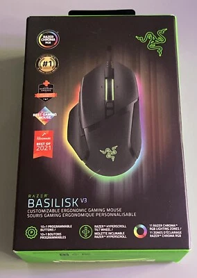 Razer BASILISK V3 Customizable Ergonomic Wired Gaming Mouse w/Chroma RGB -SEALED - Image 1 of 2
