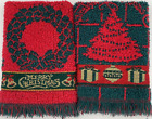 2 Vintage Fieldcrest Christmas Hand Towels Wreath Merry Christmas 16"x12.75"