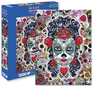 Rompecabezas 1000 piezas CALAVERAS DE AZÚCAR - Arte del Día de los Muertos por AQUARIUS - Imagen 1 de 5