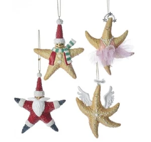 Kurt Adler 4 Coastal Sea Stars All dressed up for the Holidays ornament NWT - Picture 1 of 4