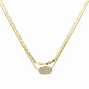 Kendra Scott Elisa Gold Multi Strand Necklace in white Drusy. Retail $90 - Picture 1 of 6