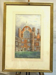 Hampton Court England original gerahmtes Aquarell Gemälde Arthur Poley Wandbild - Bild 1 von 3