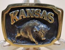 Belt Buckle Kansas Buffalo Bison Heritage Mint Registered Collection 1981 Brass