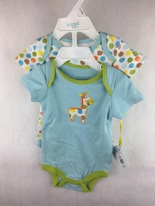 NWT Happi 2 Pack Bodysuits Giraffe Polka Dot Size 0 / 3 Months - Picture 1 of 3