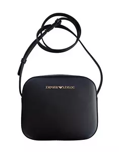 Emporio Armani borsa pochette tracolla in ecopelle colore nero con logo oro - Picture 1 of 4